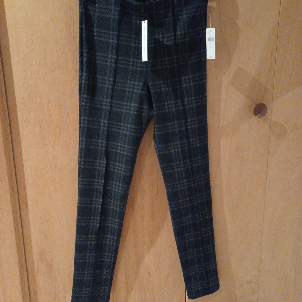 NWT Sanctuary x Anthropologie Women's Plaid Slim Pants Size Small Black Gray